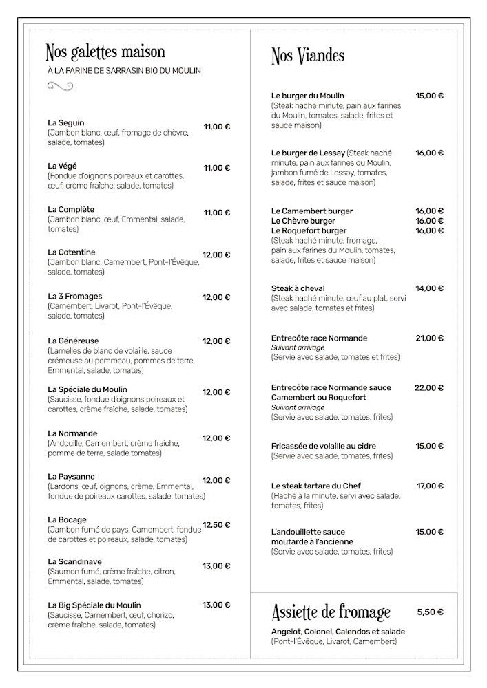 Les Cuisines du Moulin - Menu Image 2